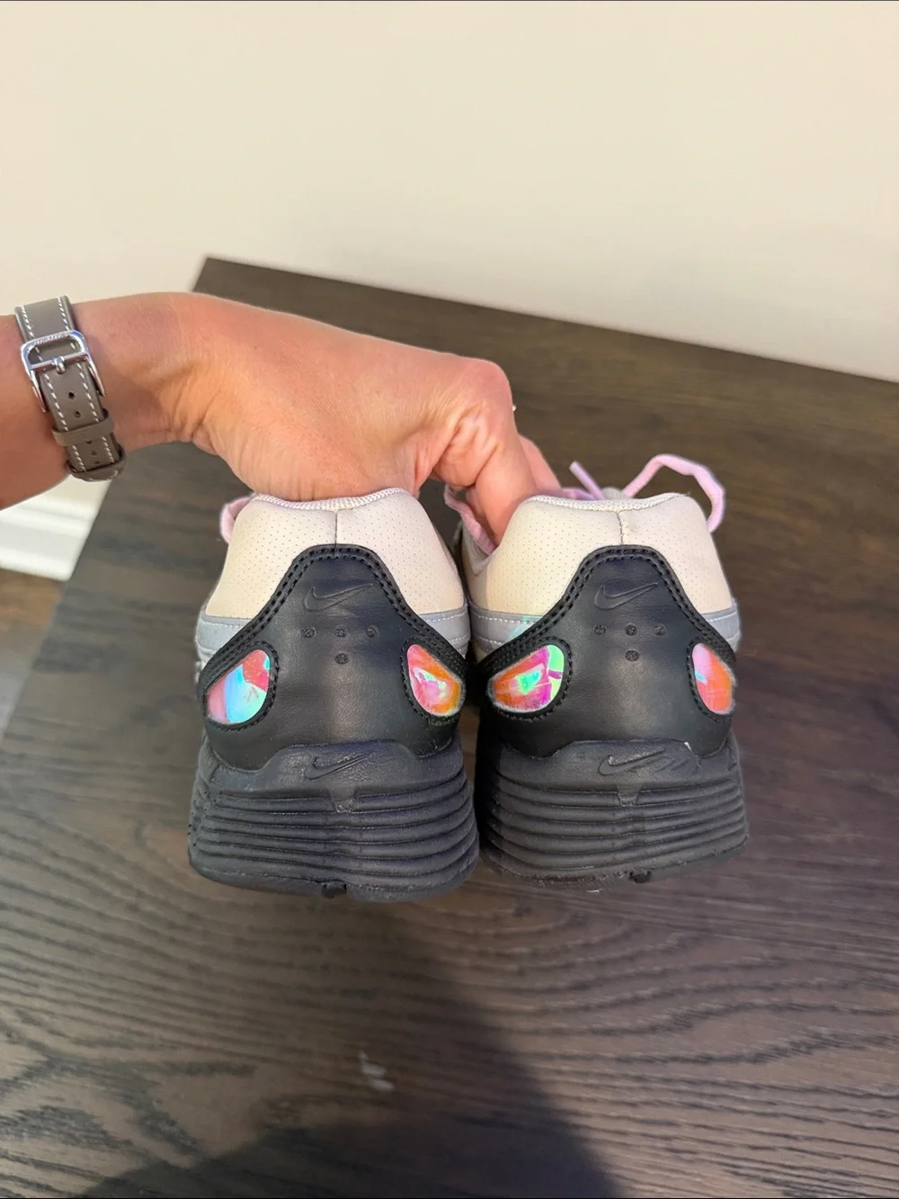 Nike Women’s Pink and Iridescent Silver Athletic Sneakers